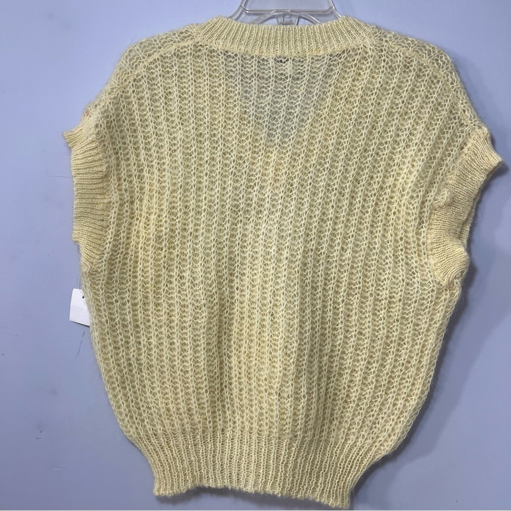 NWT Vintage butter yellow knit sweater vest mohair wool whimsical kawaii pastel - Picture 6 of 12